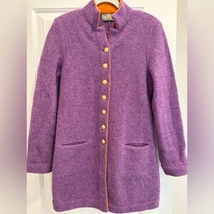 Purple Wool Coat with Gold Buttons